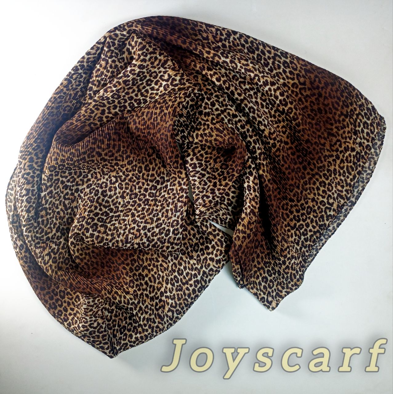 شال پلنگی- طیفی -تک رنگ موکا-پلیسه جوی اسکارف