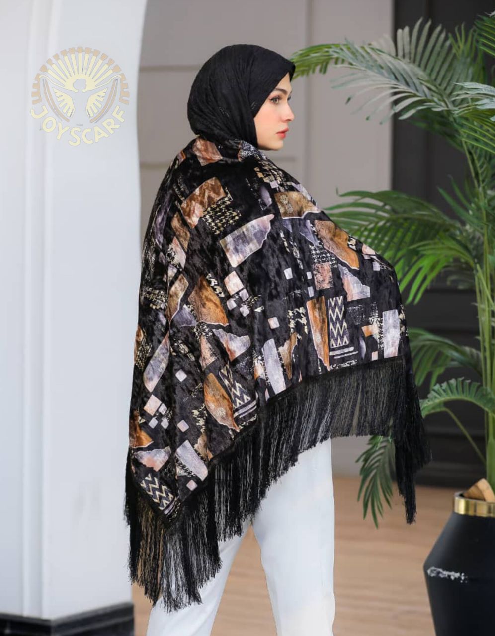 روسری مخمل- ریشه هندی- مجلسی پاییزه- جوی اسکارف